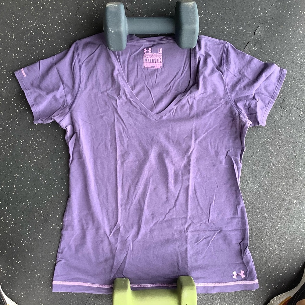 Under Armour Heatgear Purple Vneck weathered look